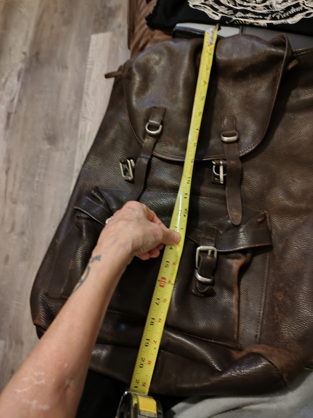 Brown Leather Buckle Backpack